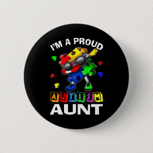 Bóton Redondo 5.08cm Eu sou uma tia autista orgulhosa Tia Autismo Sensi