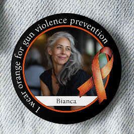 Bóton Redondo 5.08cm Eu Uso Laranja para Prevenção à Violência com Arma