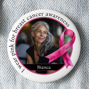 Bóton Redondo 5.08cm Eu Uso Rosa para a Conscientização do Câncer de Ma