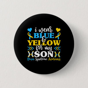 Bóton Redondo 5.08cm Eu Visto Azul E Amarelo Para O Meu Filho Pai Mãe