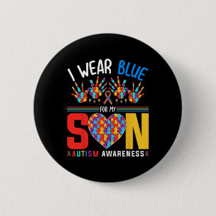 Bóton Redondo 5.08cm Eu Visto Azul Para O Meu Filho Autismo Quebra-cabe