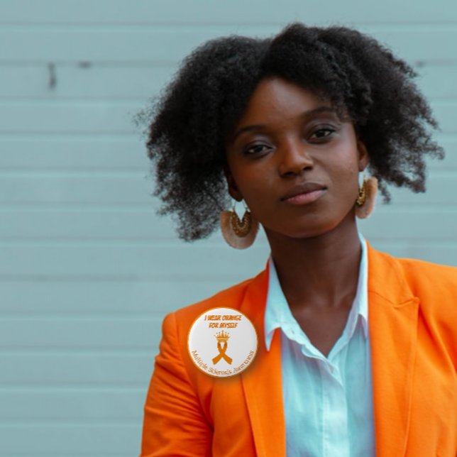 Bóton Redondo 5.08cm Eu visto laranja para mim mesma Esclerose Múltipla (Criador carregado)