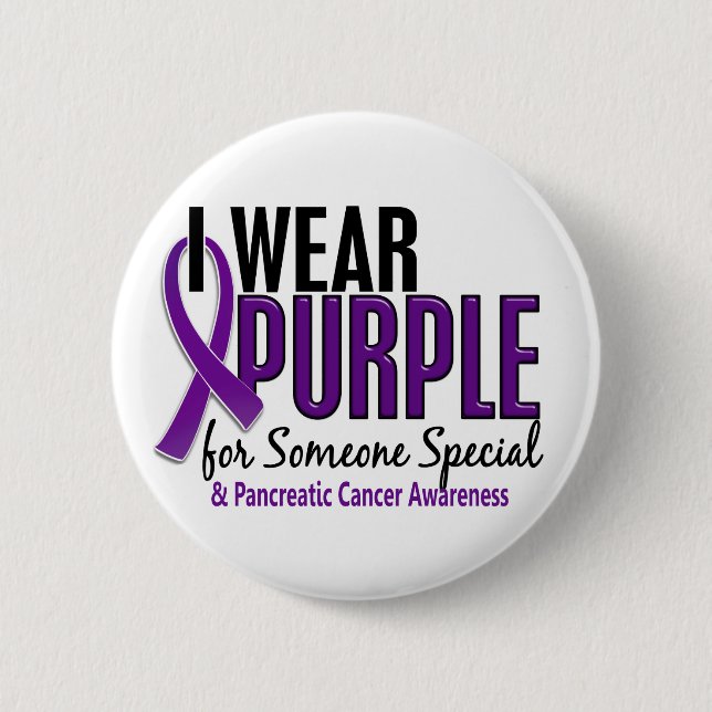 Bóton Redondo 5.08cm Eu visto o roxo alguém o câncer de pâncreas 10 (Frente)