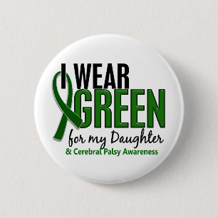 Bóton Redondo 5.08cm Eu visto o verde para minha paralisia cerebral da