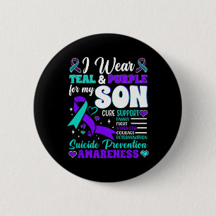 Bóton Redondo 5.08cm Eu Visto Teal E Roxo Para O Meu Filho Suicida Prev