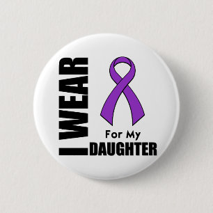 Bóton Redondo 5.08cm Eu Visto uma fita roxa para minha filha