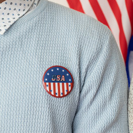 Bóton Redondo 5.08cm EUA - Bandeira Americana e Estrelas em Círculo