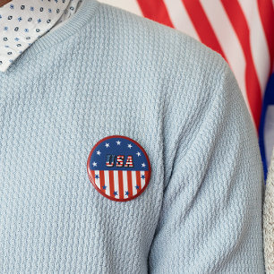 Bóton Redondo 5.08cm EUA - Bandeira Americana e Estrelas em Círculo