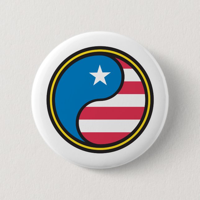 Bóton Redondo 5.08cm EUA Flag Yin Yang (Frente)