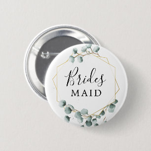 Bóton Redondo 5.08cm Eucalyptus Greenery Bridal Party Button Bridesmaid