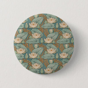 Bóton Redondo 5.08cm Eugene Grasset Water Lily Lily Floral Design
