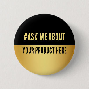 Bóton Redondo 5.08cm Evento de Lançamento de Negócios Preto e Dourado