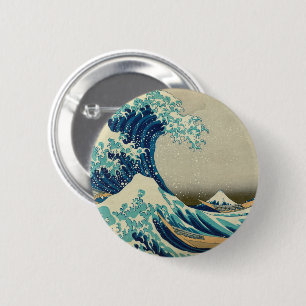 Bóton Redondo 5.08cm Excelente Wave off Kanagawa & Japonês Art /Japão