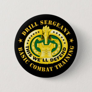 Bóton Redondo 5.08cm Exército - Drill Sgt Crachá - Exército dos Estados