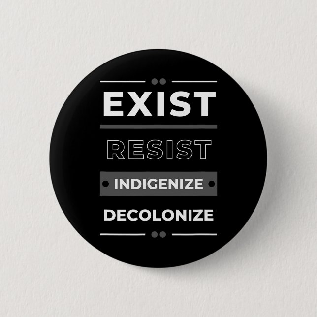 Bóton Redondo 5.08cm Existe Resistência Indigenizar Descolonizar (Frente)