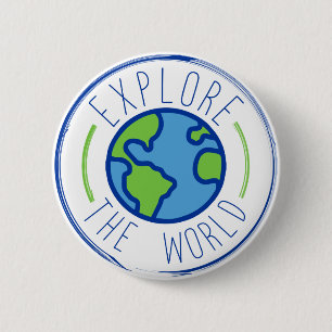 Bóton Redondo 5.08cm explore o adesivo viagem mundial