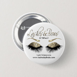 Bóton Redondo 5.08cm Eyelashes e Brocas - Dourado