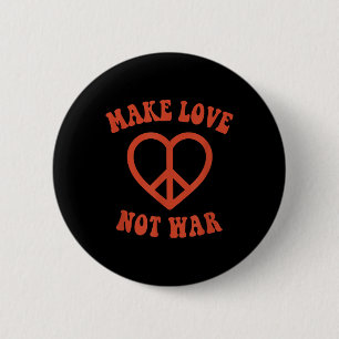 Bóton Redondo 5.08cm Faça o amor não a guerra - retrorreflector Hippie 