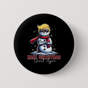 Bóton Redondo 5.08cm Faça o Excelente de Natal de novo Snowman Trump Ho