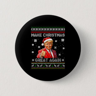 Bóton Redondo 5.08cm Faça o Natal Grande Novamente Funny Santa Trump 20