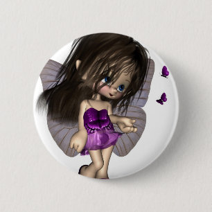 Bóton Redondo 5.08cm Fada de Borboleta de Toon - Roxo