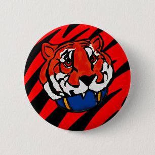 BÓTON REDONDO 5.08CM FAIXAS LARANJAS E PRETAS