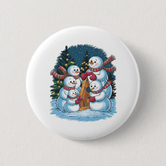 Bóton Redondo 5.08cm Família Joyful Snowman