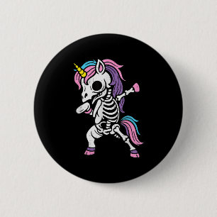 Bóton Redondo 5.08cm Fantasia de Halloween Unicórnio Dabbing Esqueleto