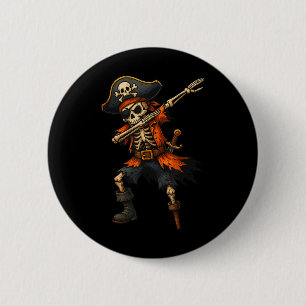 Bóton Redondo 5.08cm Fantasia de Pirata Esqueleto Dabbing de Halloween