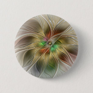 Bóton Redondo 5.08cm Fantasia Floral com o Dourado Abstrato moderno Fra