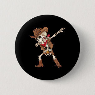 Bóton Redondo 5.08cm Fantasias de Cowboy Esqueleto Dabbing de Halloween