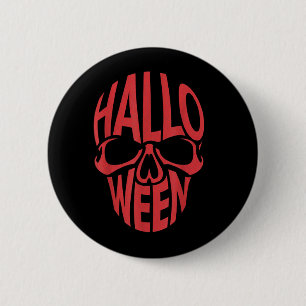 Bóton Redondo 5.08cm Fantasias de Halloween Crânio Tipografia Gráfico S