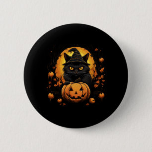 Bóton Redondo 5.08cm Fantasioso Traje de Gato de Halloween Gato Abóbora