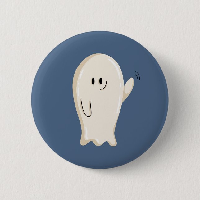 Bóton Redondo 5.08cm Fantasma Amigável Acenando (Frente)