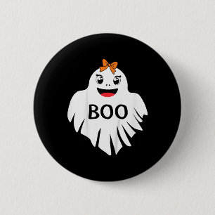 Bóton Redondo 5.08cm Fantasma Com Arco Boo Girls Halloween T Shirt