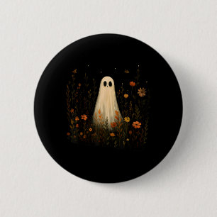 Bóton Redondo 5.08cm Fantasma Em Um Prado Florido Design De Halloween O