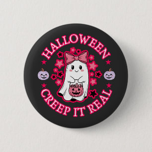Bóton Redondo 5.08cm Fantasma Ghost "Creep It Real" Halloween