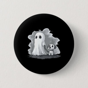 Bóton Redondo 5.08cm Fantasmas segurando cachorrinho, fantasia engraçad