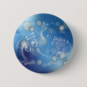 Bóton Redondo 5.08cm Fantasy Glass Music Notes