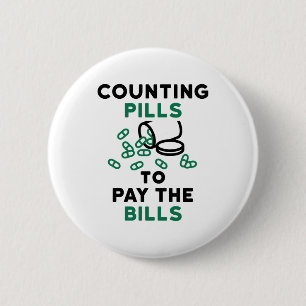 Bóton Redondo 5.08cm Farmácia Tech Counting Pills para Pagar as Listas