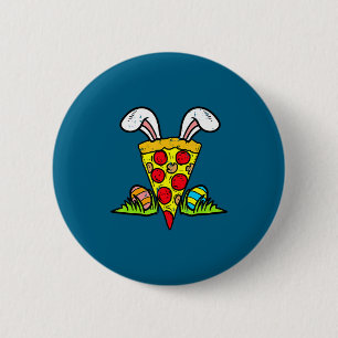 Bóton Redondo 5.08cm fatia de pizza de Páscoa orelhas de coelho lanche