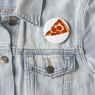 Bóton Redondo 5.08cm Fatia de pizza de pepperoni clássica da SlipperyJo
