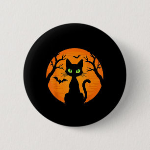 Bóton Redondo 5.08cm Fato de Gata Preta Assustadora de Halloween Vintag