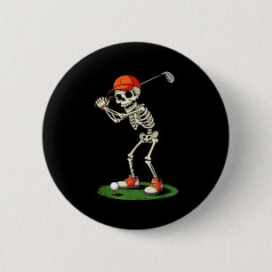 Bóton Redondo 5.08cm Fato de Golfe de Esqueleto de Halloween Engraçado
