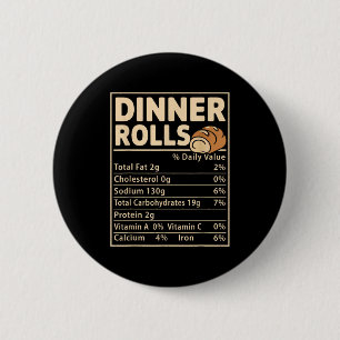 Bóton Redondo 5.08cm Fatos Nutricionais de Pãezinhos de Jantar Engraçad