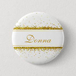 Bóton Redondo 5.08cm Faux Gold Glitter Confetti Name - Button