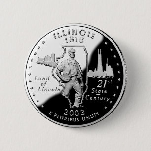 Bóton Redondo 5.08cm Faux Illinois State Quarter