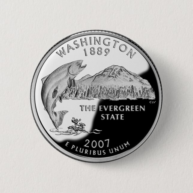 Bóton Redondo 5.08cm Faux Washington State Quarter (Frente)