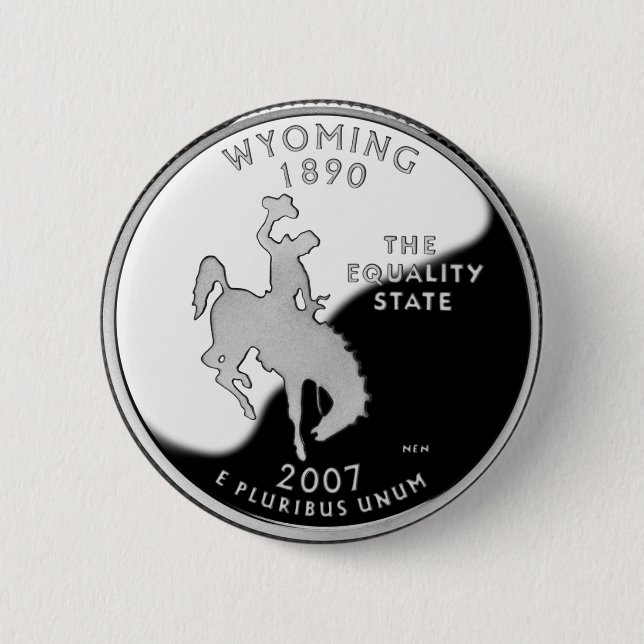 Bóton Redondo 5.08cm Faux Wyoming State Quarter (Frente)