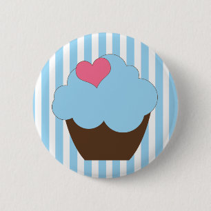Bóton Redondo 5.08cm Favor azul do botão do cupcake do aniversário da